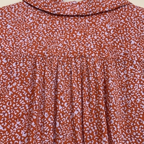 Free People Rust Celia Ditsy Viscose Floral Tie Front Shortsleeve Button Top S - Picture 16 of 17